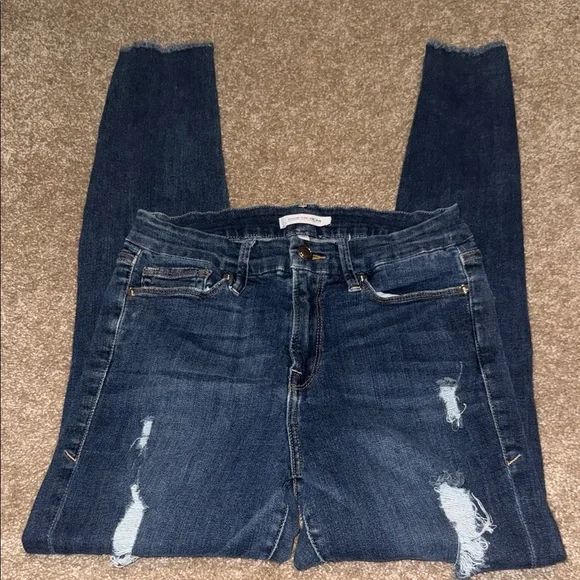Good American Good Legs Dark Blue Distressed Skinny Jeans - size 6/28 - B10 - Picture 3 of 7